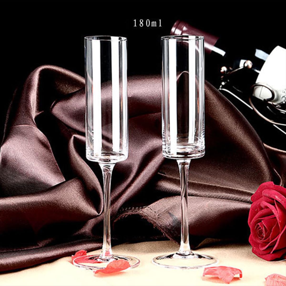 Melbify Cylinder Wine Glasses | 160 ml | Luxury Wine Glassware | Wide Mouth | Designer Wine Glasses | Unique | Crystal Wine Glass Set | Luxury Wine Glass