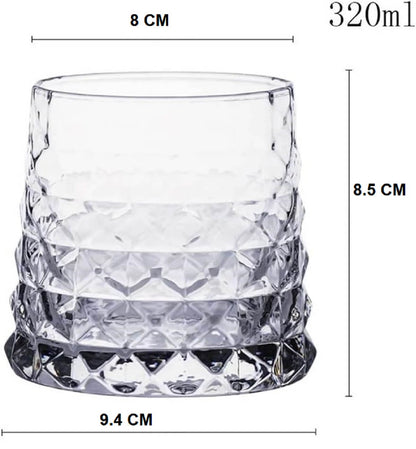 Premium Embosed Diamond Cut Whiskey Glassses , 320 ML , Set of 6