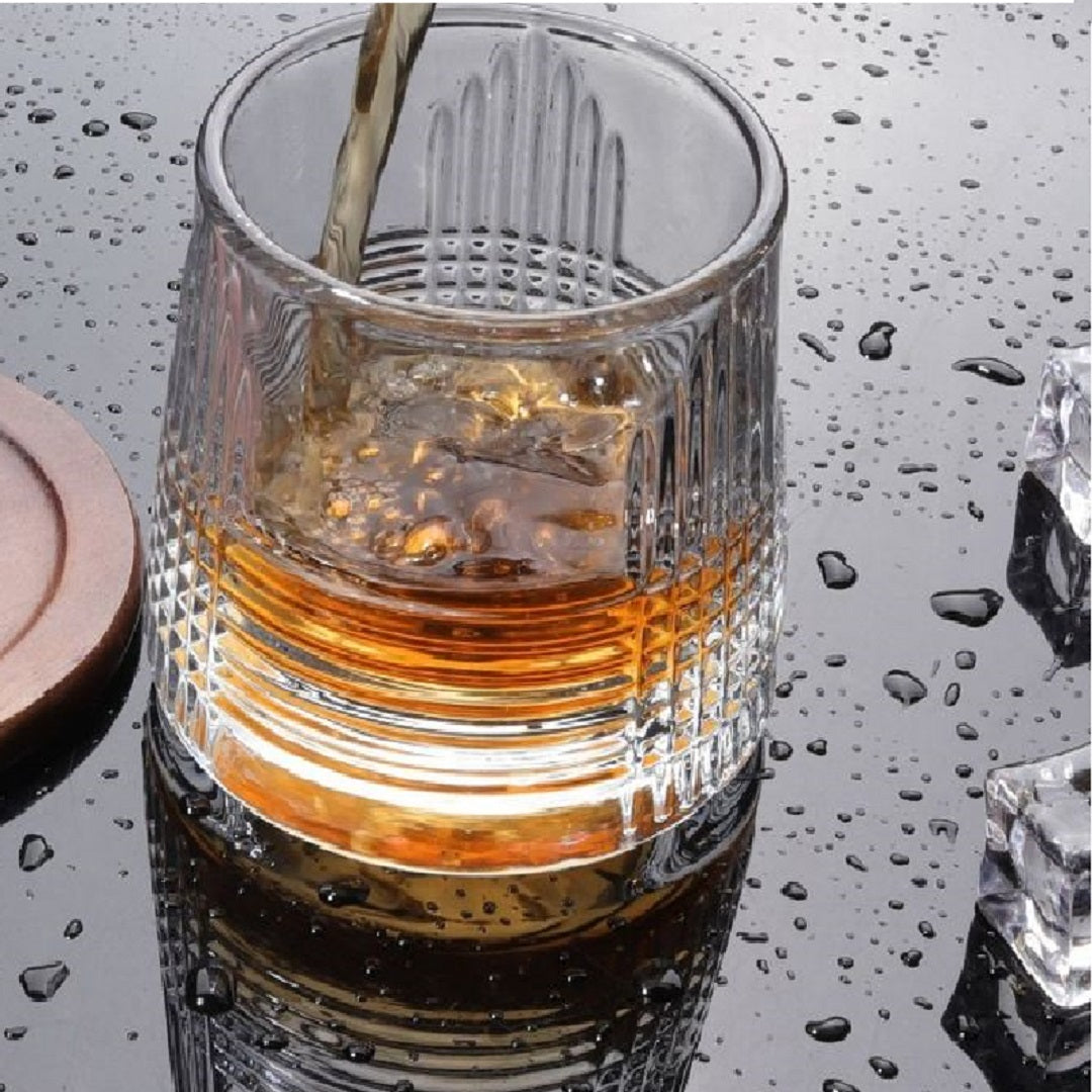 Abstract Spinner Rotating Whiskey Glass,180 ml,Set of 6 melbify shot glasses