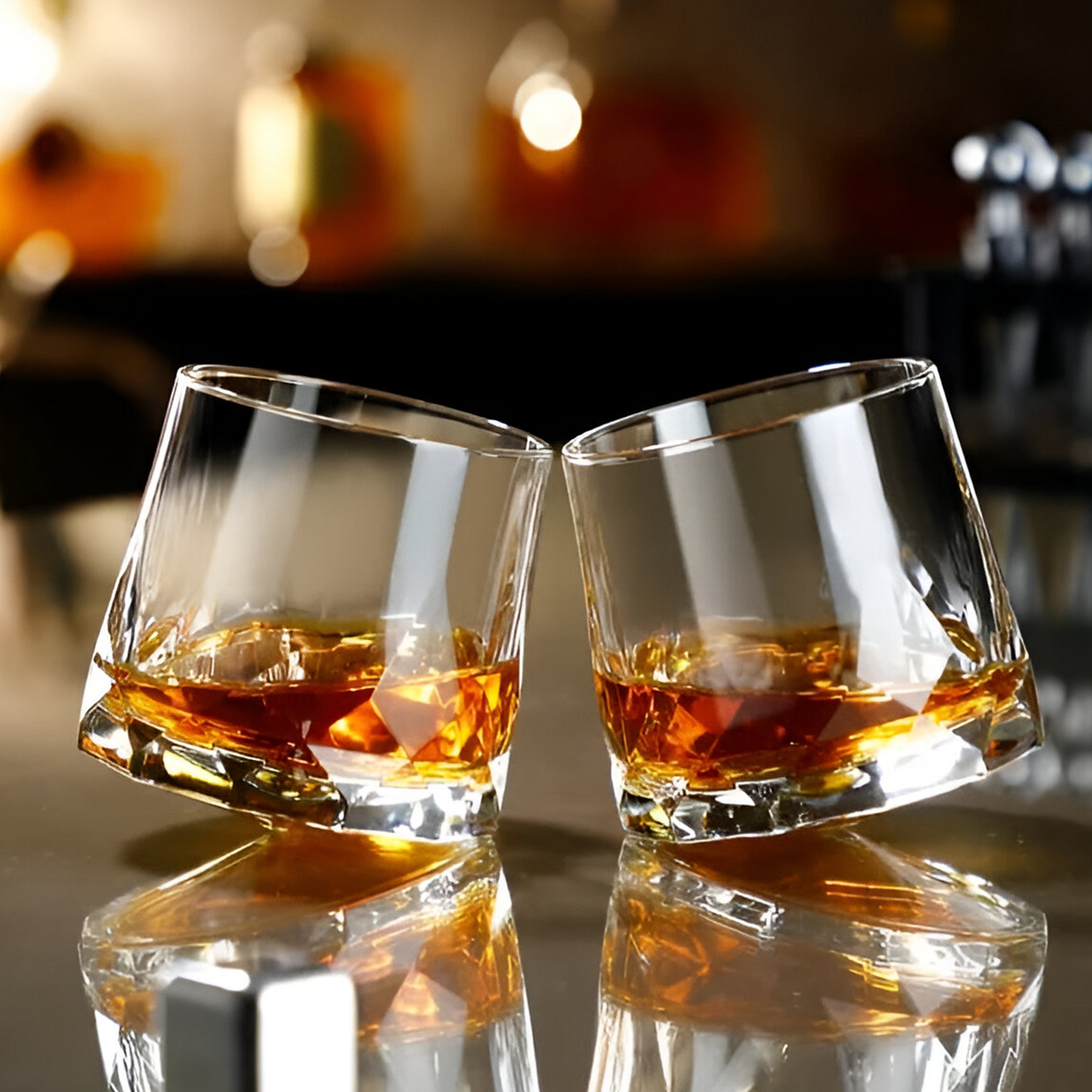 Melbify Diamond-Cut Rotating Whiskey Glasses | Laser cut Spinner | Volume=300ML | Premium Crystal Glass | Perfect for Whiskey, Scotch, Rum, and Cognac