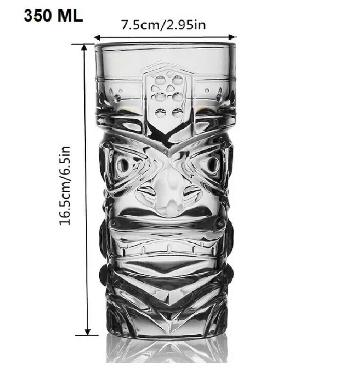 Melbify Tikki Cocktail Glasses | 350 ml | Highball Cocktail Glass | Tall Glasses for Cocktail | Long Cocktail Glass | Tikki Mojito Cocktail Glass