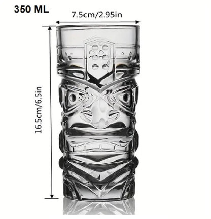Premium Tiki Cocktails Glasses| Hawaiian Style Carved Design| 350 ml |Set of 6