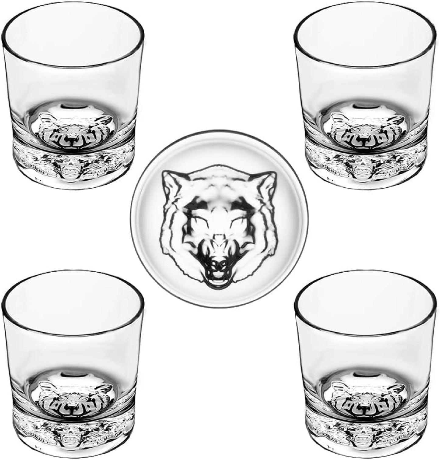 Melbify Plain Wolf Whiskey Glass | Animal Whiskey Glass | Premium | Unique | Big | Broad | Old Fashioned Whiskey Glass| Round Whiskey Glass with Thick Bottom | 300ml