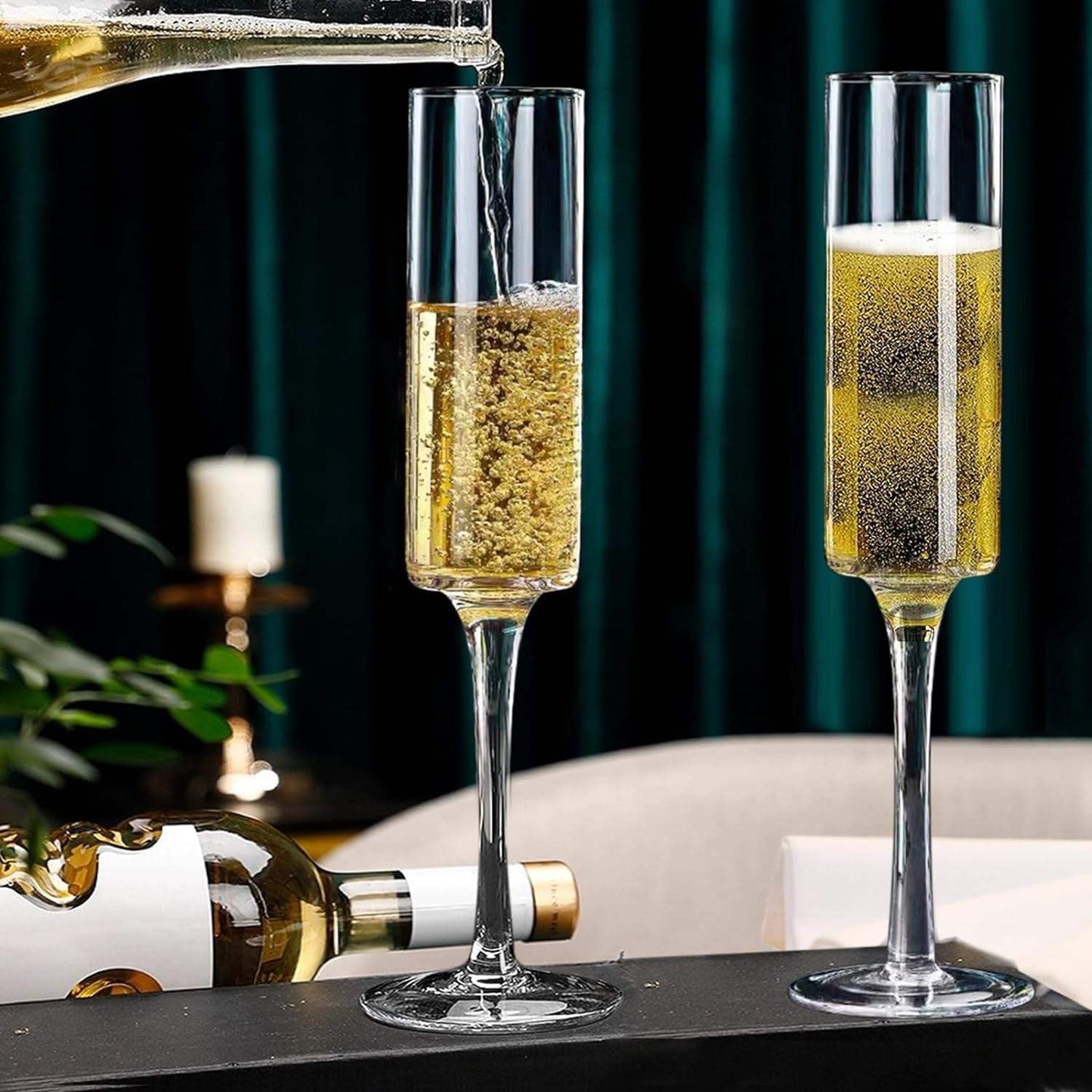 Melbify Cylinder Wine Glasses | 160 ml | Luxury Wine Glassware | Wide Mouth | Designer Wine Glasses | Unique | Crystal Wine Glass Set | Luxury Wine Glass