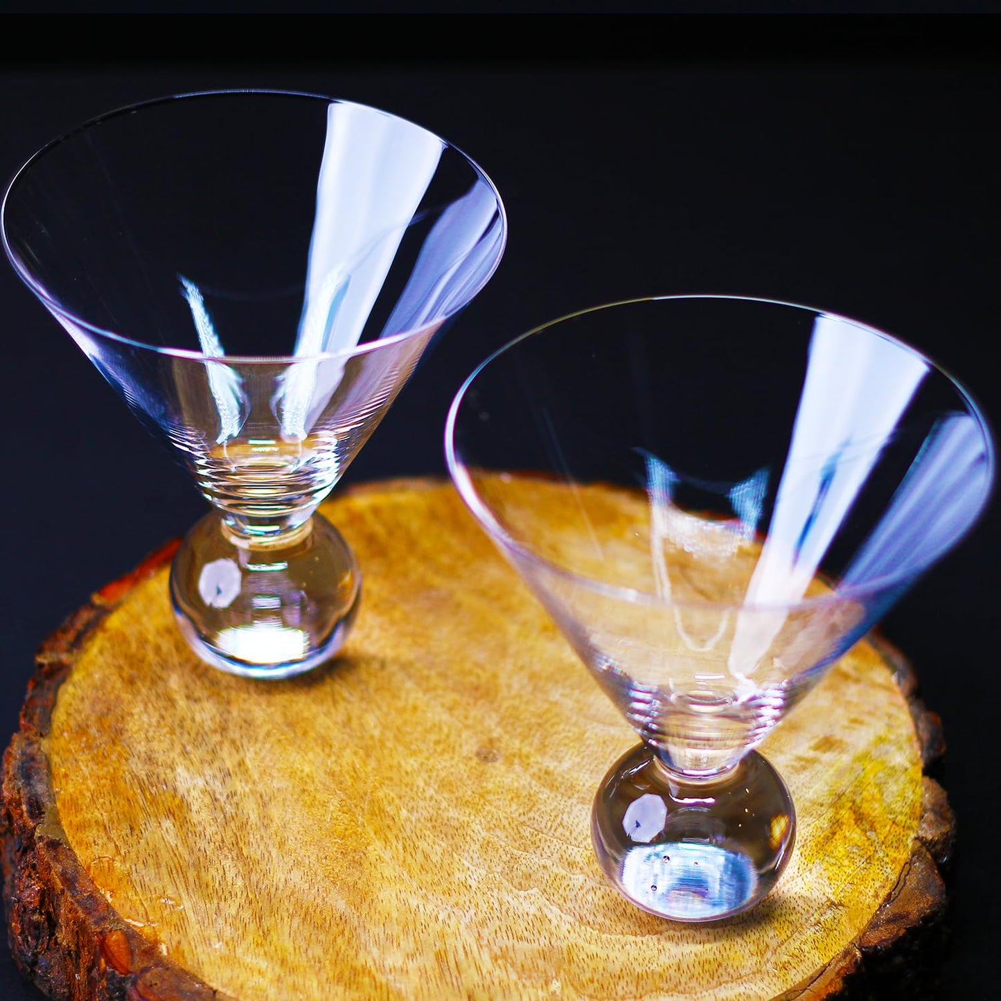 Luxury Plain Ball Martini Glasses | 270ml | Crystal Wine Glass Set | Stemless Wine Glasses | Wide Mouth Wine Glasses| Fancy Wine Glassware | Designer Wine Glasses | Unique Martini Glasses