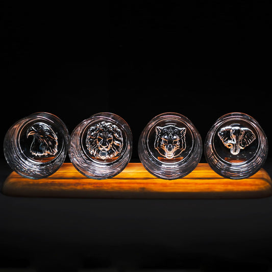 Melbify Plain Animal Combo Whiskey Glasses | Set of 4 | 300 ML|Old Fashioned Glass|Thick Bottom Rocks Glasses| 2 Times Heavier| Perfect for Serving Whiskey,Rum,Scotch,Vodka,Gin & Tequila