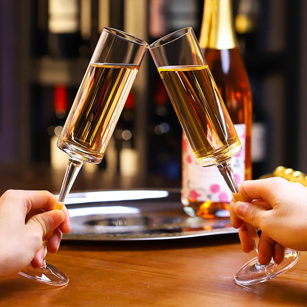 Melbify Cylinder Wine Glasses | 160 ml | Luxury Wine Glassware | Wide Mouth | Designer Wine Glasses | Unique | Crystal Wine Glass Set | Luxury Wine Glass