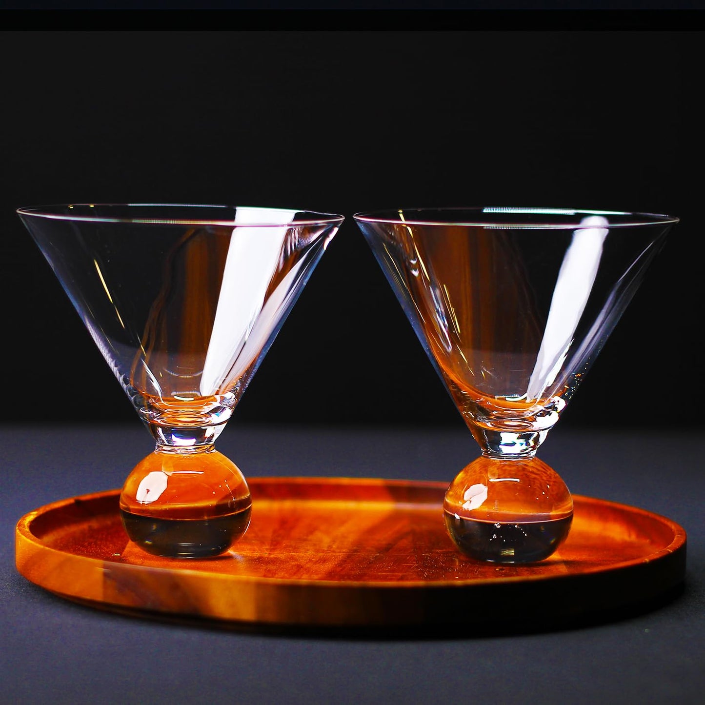 Luxury Plain Ball Martini Glasses | 270ml | Crystal Wine Glass Set | Stemless Wine Glasses | Wide Mouth Wine Glasses| Fancy Wine Glassware | Designer Wine Glasses | Unique Martini Glasses