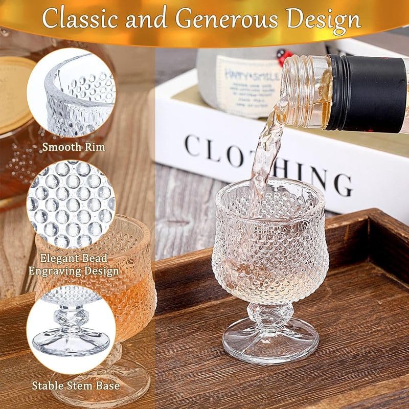 Melbify Crystallite Brandy Snifter Glasses | 180 ml | Cognac, Brandy Balloon, Tulip Glasses | Large, Elegant, Old Fashioned Crystal Barware