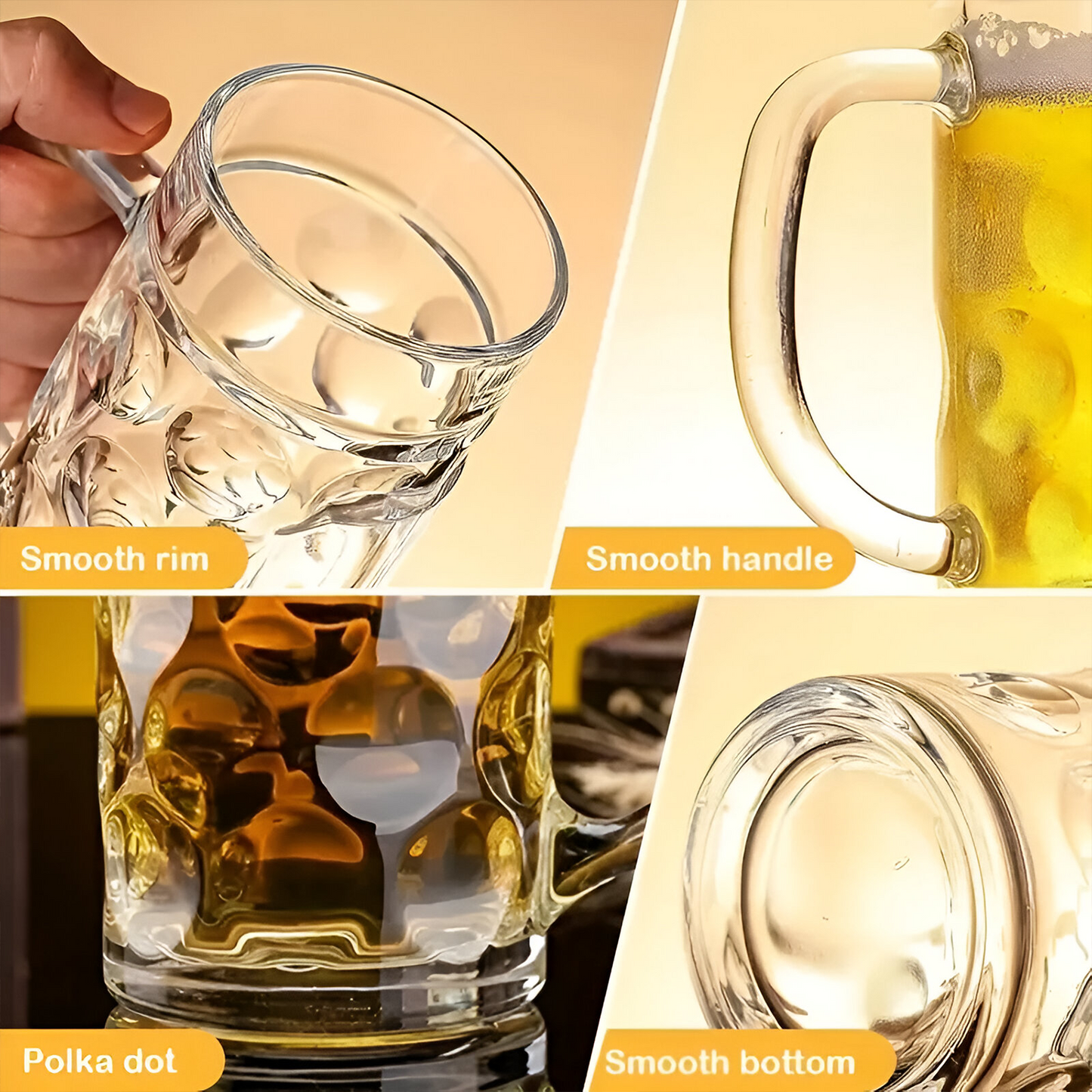 Melbify Glazed Beer Mug | Volume=600ml | Large Beer Mug with Handle | Classic Beer Mug | Heavy | Perfect for Beer, Cider,Drinks | Pub & Bar Glass