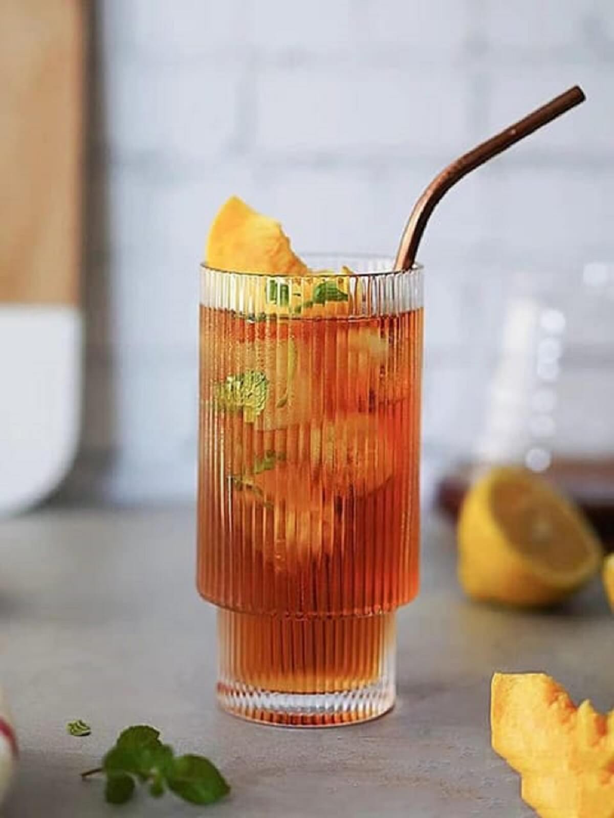 Melbify Ribbed Cocktail Glasses | 350 ml | Highball Cocktail Glass | Tall Glasses for Cocktail | Long Island Cocktail Glass | Unique LIIT Cocktail Glass