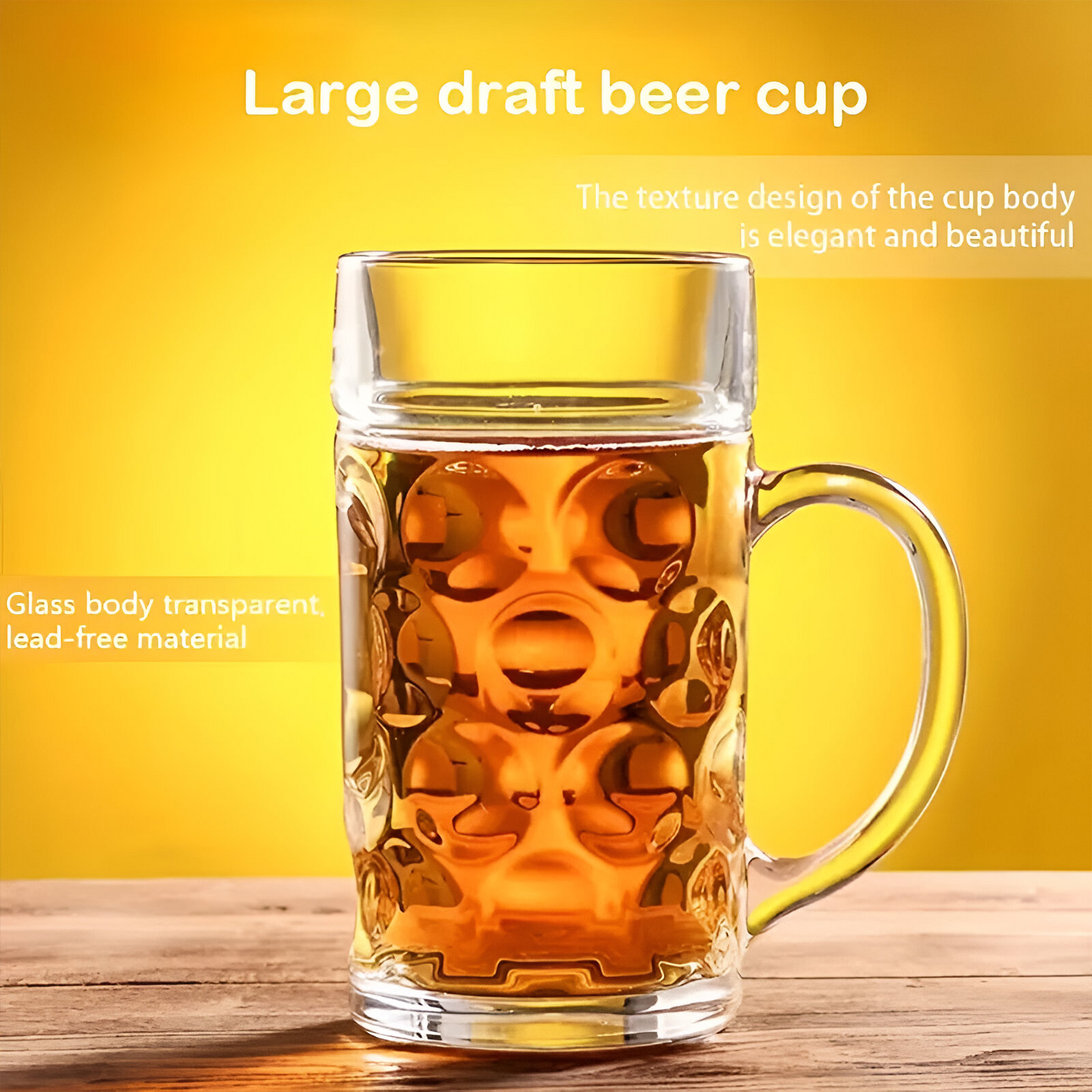 Melbify Glazed Beer Mug | Volume=600ml | Large Beer Mug with Handle | Classic Beer Mug | Heavy | Perfect for Beer, Cider,Drinks | Pub & Bar Glass