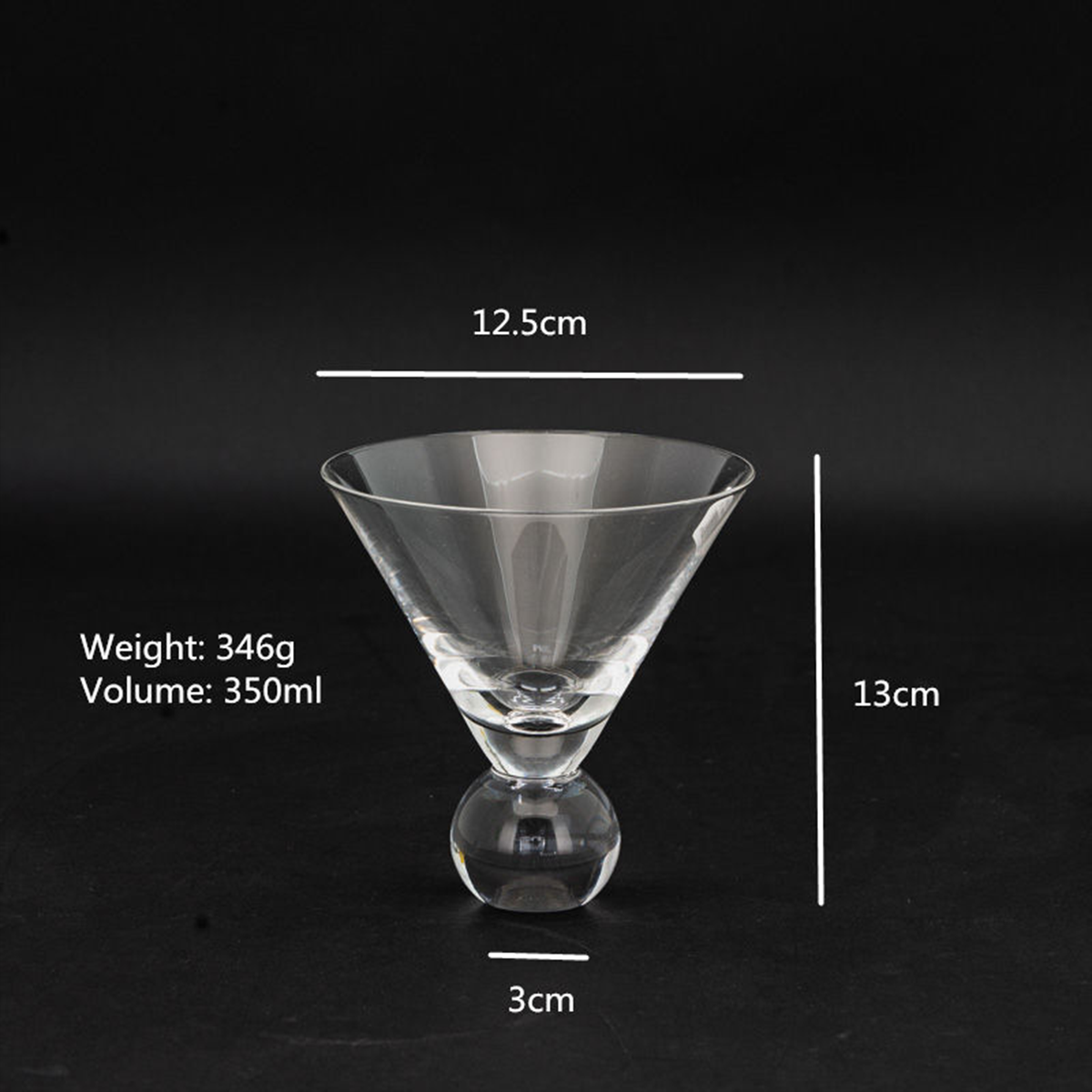 Luxury Plain Ball Martini Glasses | 270ml | Crystal Wine Glass Set | Stemless Wine Glasses | Wide Mouth Wine Glasses| Fancy Wine Glassware | Designer Wine Glasses | Unique Martini Glasses