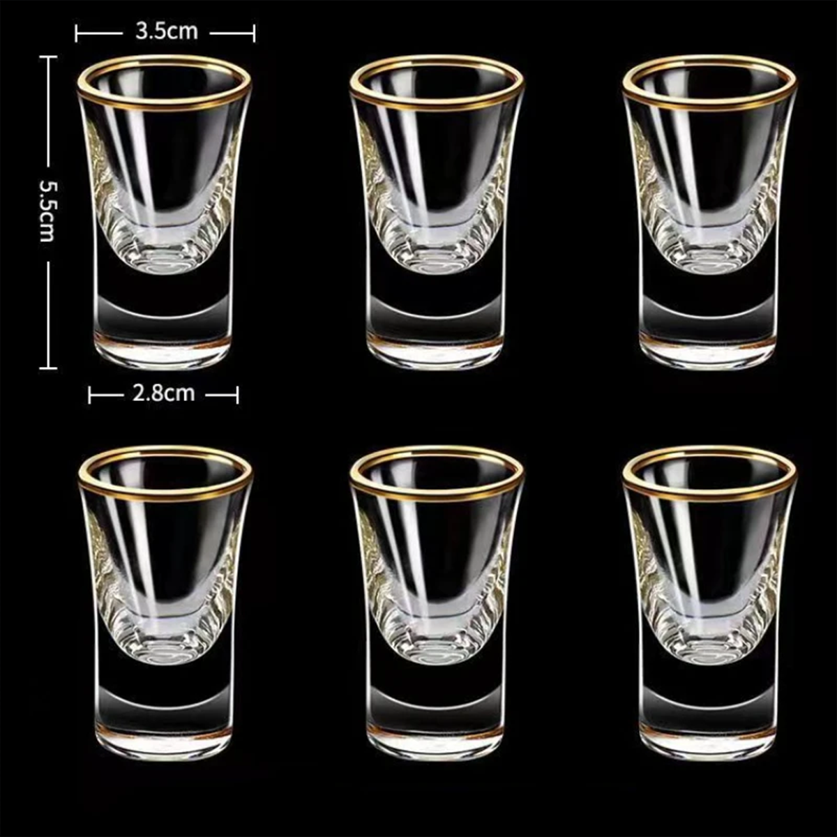 Luxury Gold Rim Shot Glasses | 50ml | Tequila Glasses | Vodka Shot Glass Set | Jagermeister Shot Glasses| Party Shot Glasses
