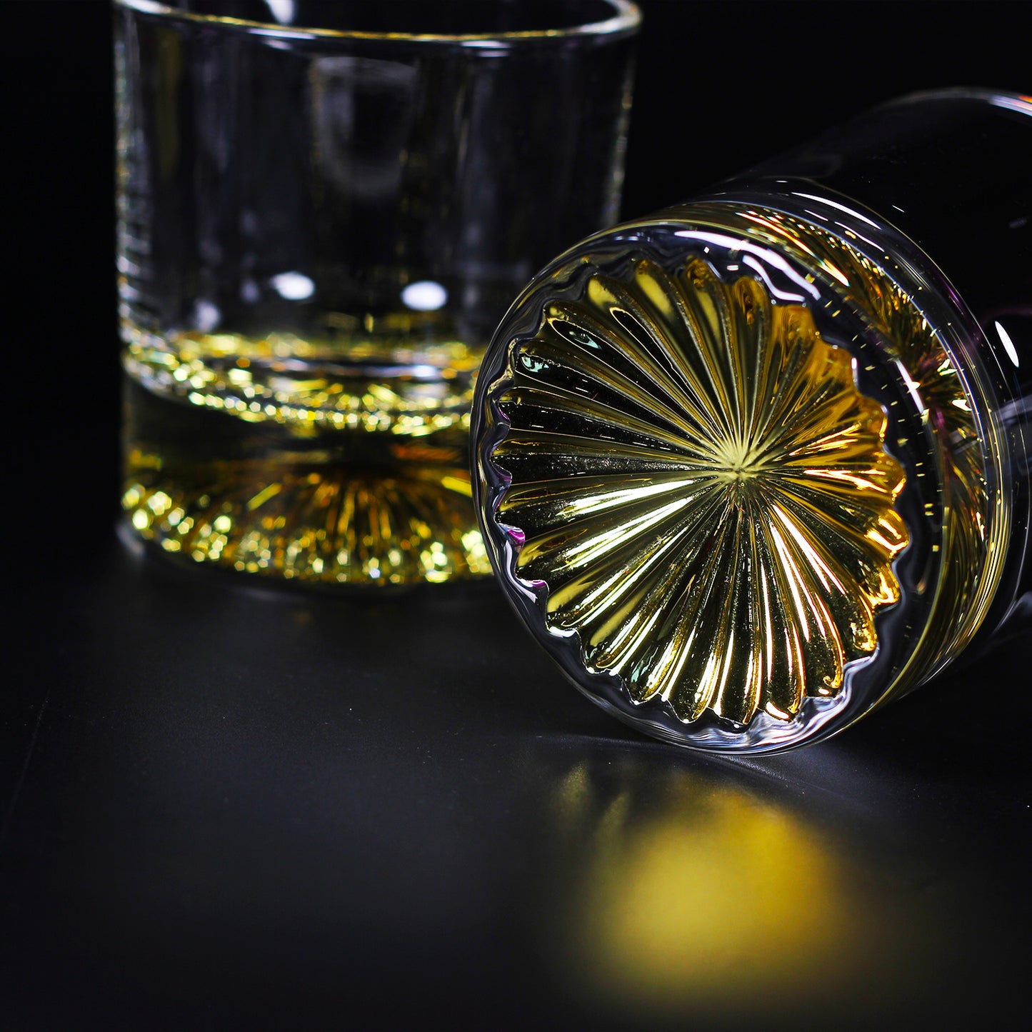 Melbify Italian Petal Whiskey Glasses | Artistic | Elegant | Premium | Royal | Luxurious Designer Whiskey Glasses | High end Expensive Whiskey Glasses with Gold Plated Bottom | 300 ml