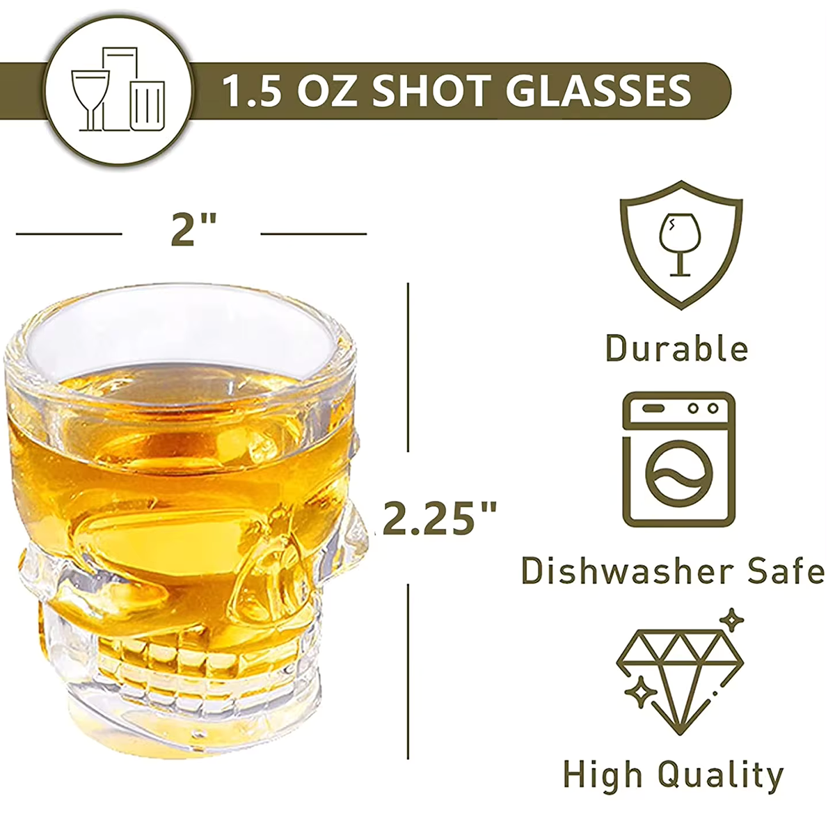Melbify Skull Shot Glasses | 4 Pack | 25ml | Tequila, Vodka, Jagermeister Shot Glasses Set | Party Favors | Gift Set
