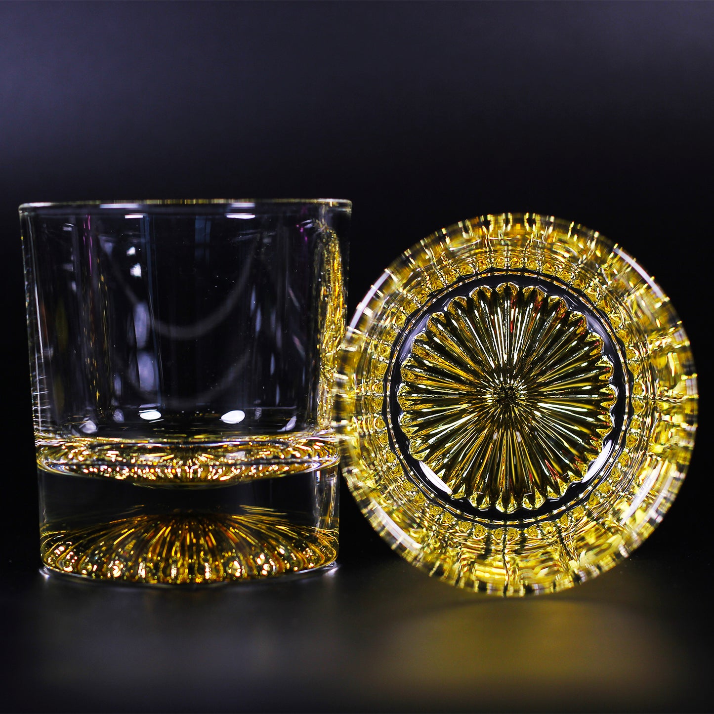 Melbify Italian Petal Whiskey Glasses | Artistic | Elegant | Premium | Royal | Luxurious Designer Whiskey Glasses | High end Expensive Whiskey Glasses with Gold Plated Bottom | 300 ml