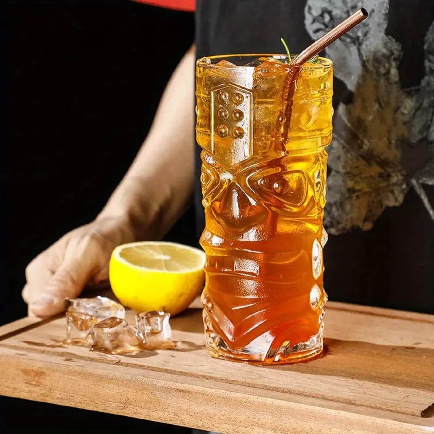 Melbify Tikki Cocktail Glasses | 350 ml | Highball Cocktail Glass | Tall Glasses for Cocktail | Long Cocktail Glass | Tikki Mojito Cocktail Glass