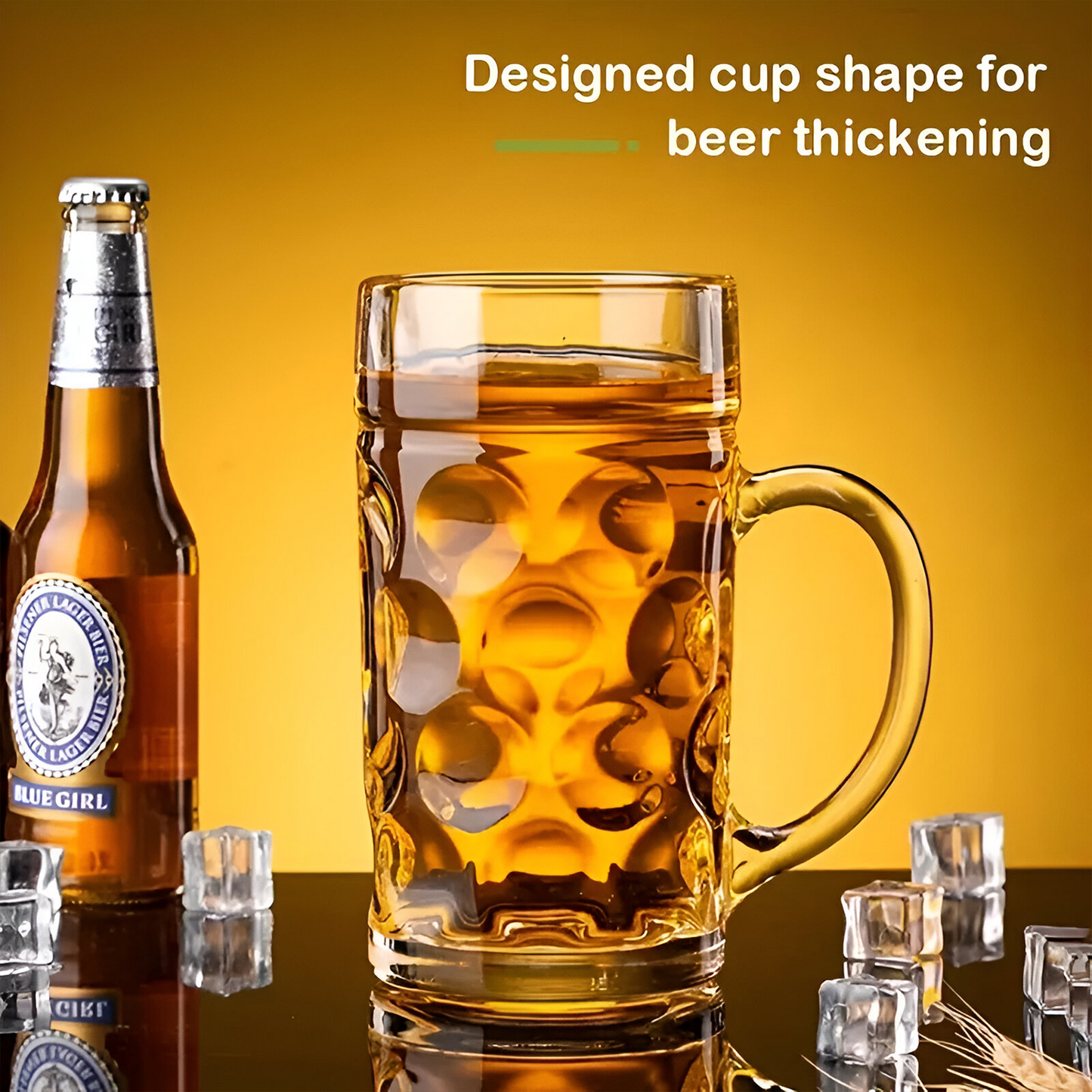Melbify Glazed Beer Mug | Volume=600ml | Large Beer Mug with Handle | Classic Beer Mug | Heavy | Perfect for Beer, Cider,Drinks | Pub & Bar Glass