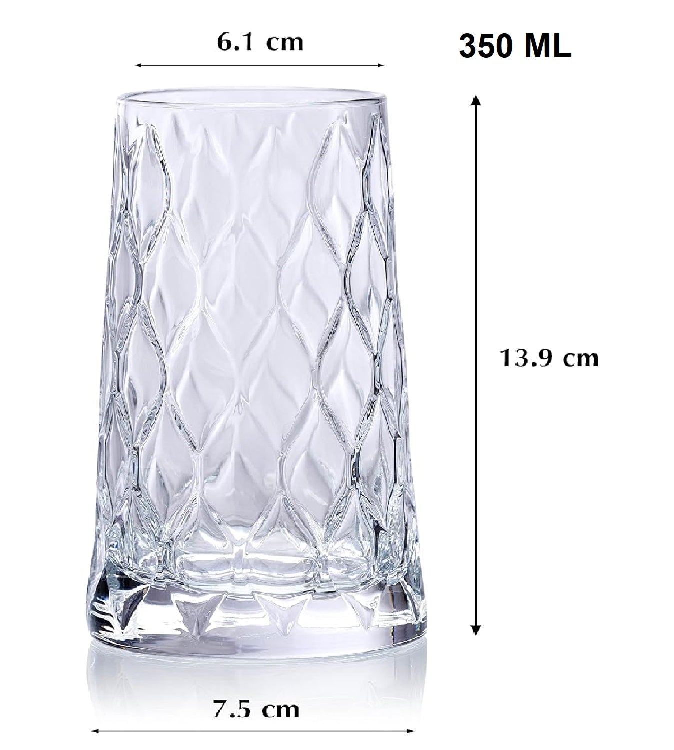 Melbify Leafy Cocktail Glasses | 350 ml | Highball Cocktail Glass | Tall Glasses for Cocktail | Long Cocktail Glass | Unique LIIT Cocktail Glass