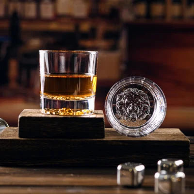 Melbify Plain Lion Whiskey Glass | 300 ml | Animal Whiskey Glass| Whiskey Glass with Lion Symbol | Premium | Unique| Big | Thick | Rock Whiskey Glass