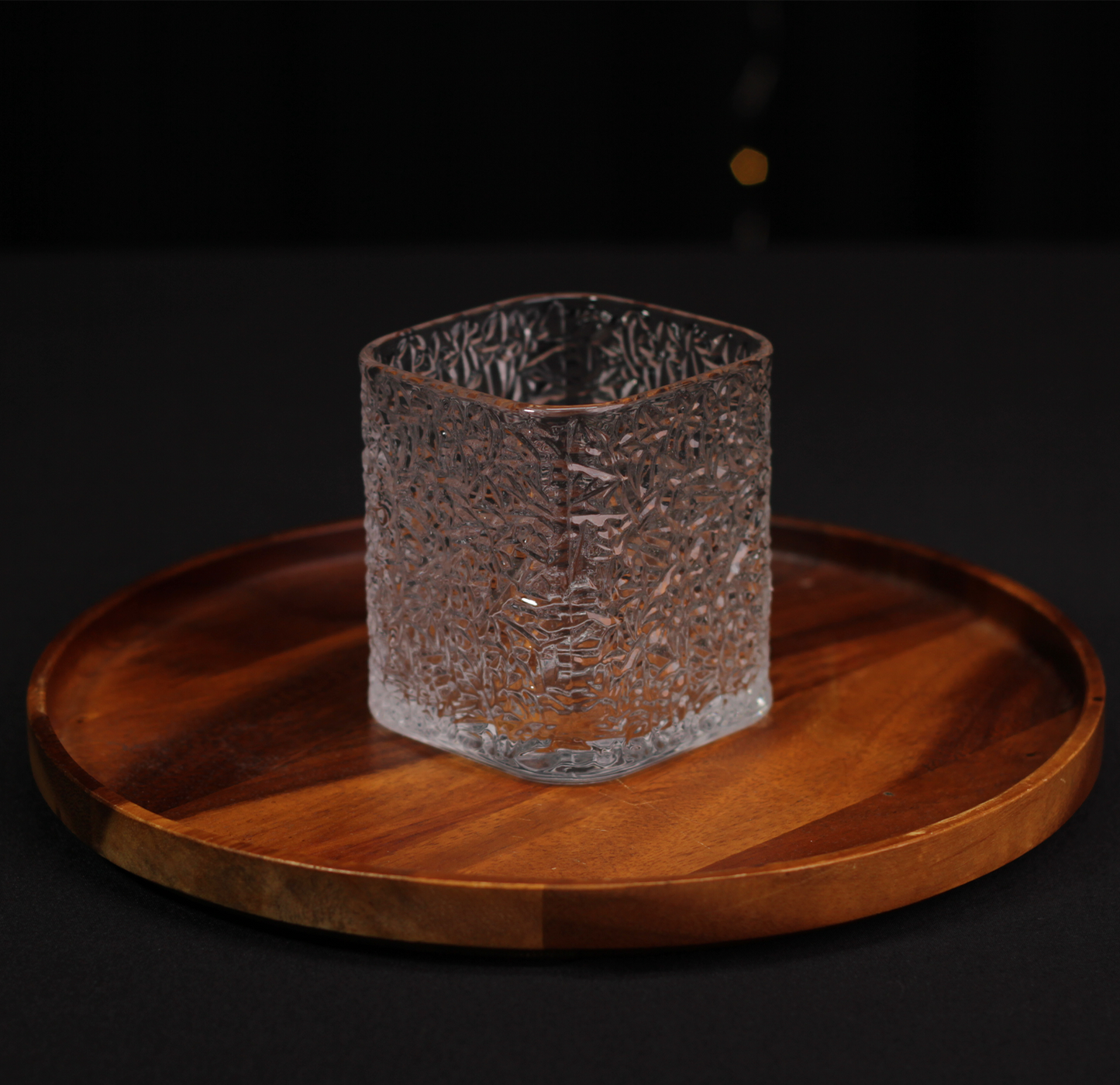 Melbify Japanese Fern Textured Whiskey Glasses | Volume=370ML | Premium | Square Whiskey Glass | Rocks Glasses | Perfect for Whiskey, Scotch, Rum, and Cognac