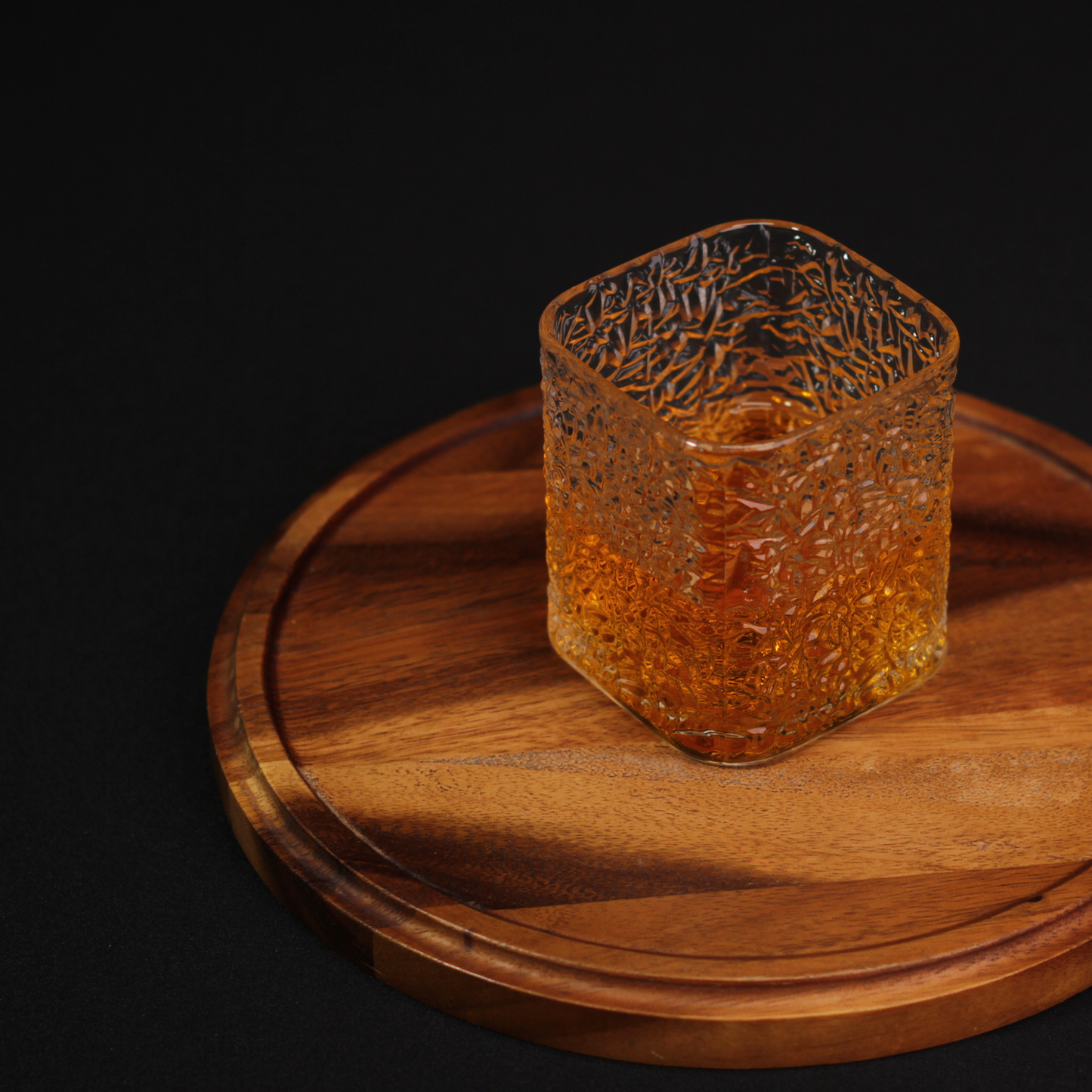 Melbify Japanese Fern Textured Whiskey Glasses | Volume=370ML | Premium | Square Whiskey Glass | Rocks Glasses | Perfect for Whiskey, Scotch, Rum, and Cognac