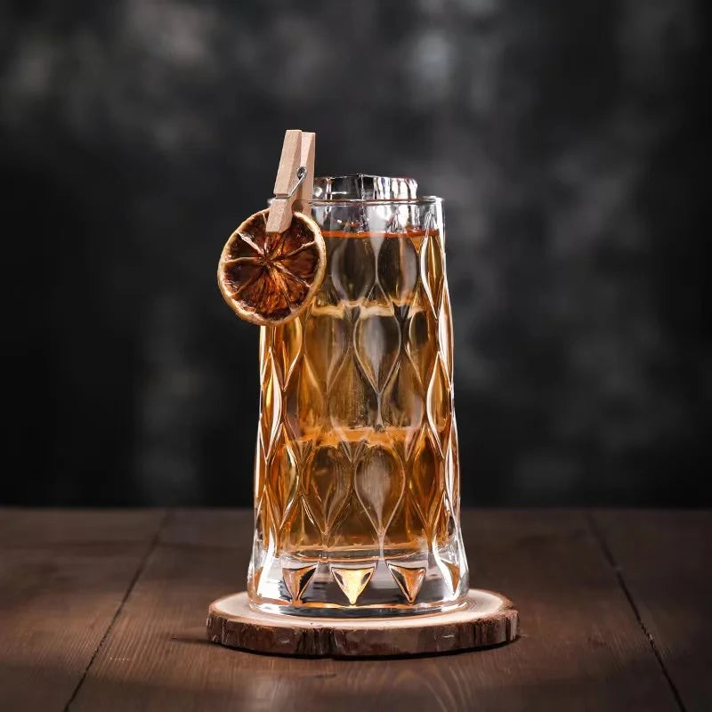 Melbify Leafy Cocktail Glasses | 350 ml | Highball Cocktail Glass | Tall Glasses for Cocktail | Long Cocktail Glass | Unique LIIT Cocktail Glass