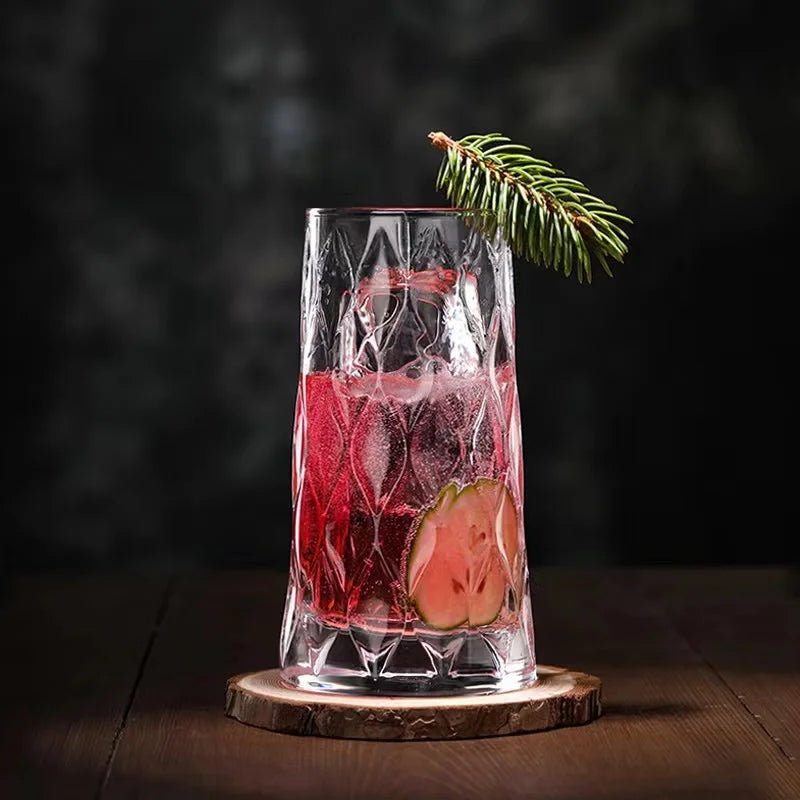 Melbify Leafy Cocktail Glasses | 350 ml | Highball Cocktail Glass | Tall Glasses for Cocktail | Long Cocktail Glass | Unique LIIT Cocktail Glass