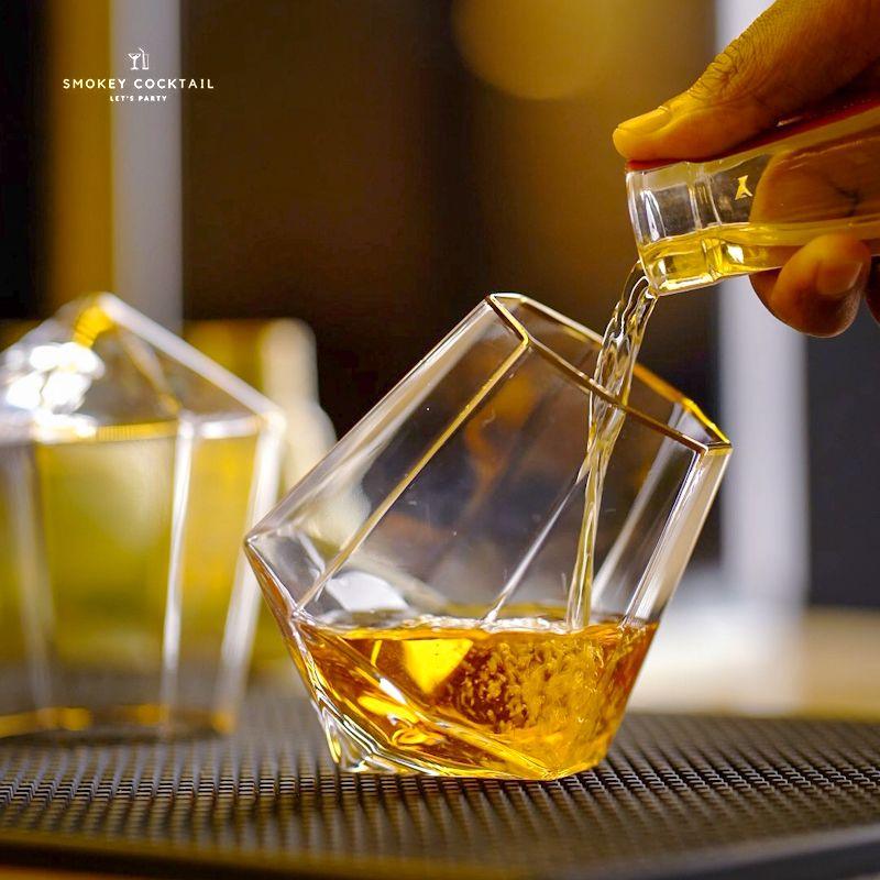 Melbify Prism Shaped Whiskey Glasses with Gold Rim Gift Set| Set of 2 |Ultra-Premium|Imported|Luxurious|Ideal for wedding gifts, anniversary, VIP and corporate gifts