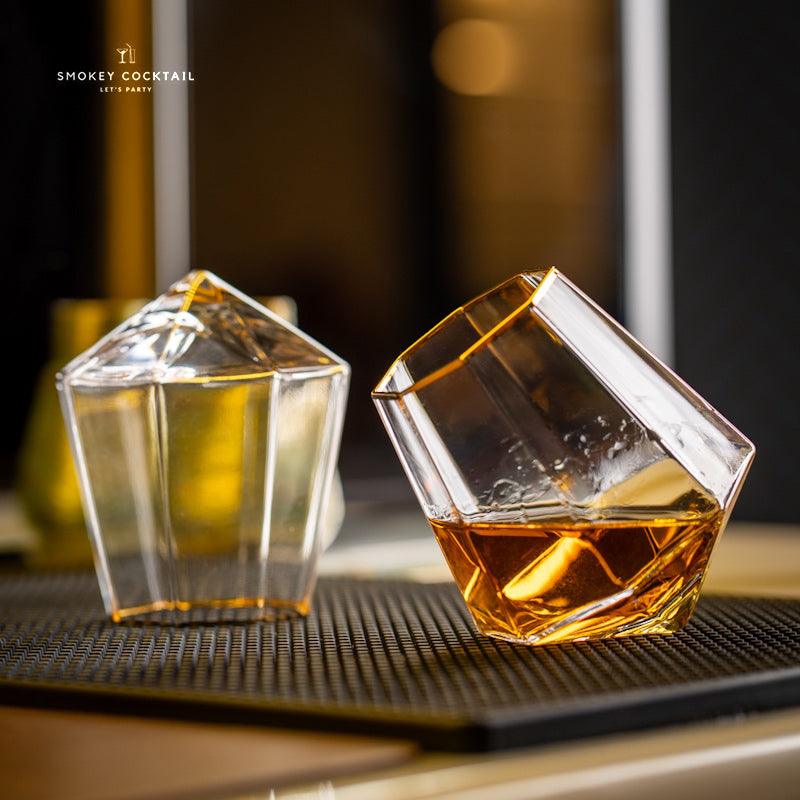 Melbify Prism Shaped Whiskey Glasses with Gold Rim Gift Set| Set of 2 |Ultra-Premium|Imported|Luxurious|Ideal for wedding gifts, anniversary, VIP and corporate gifts