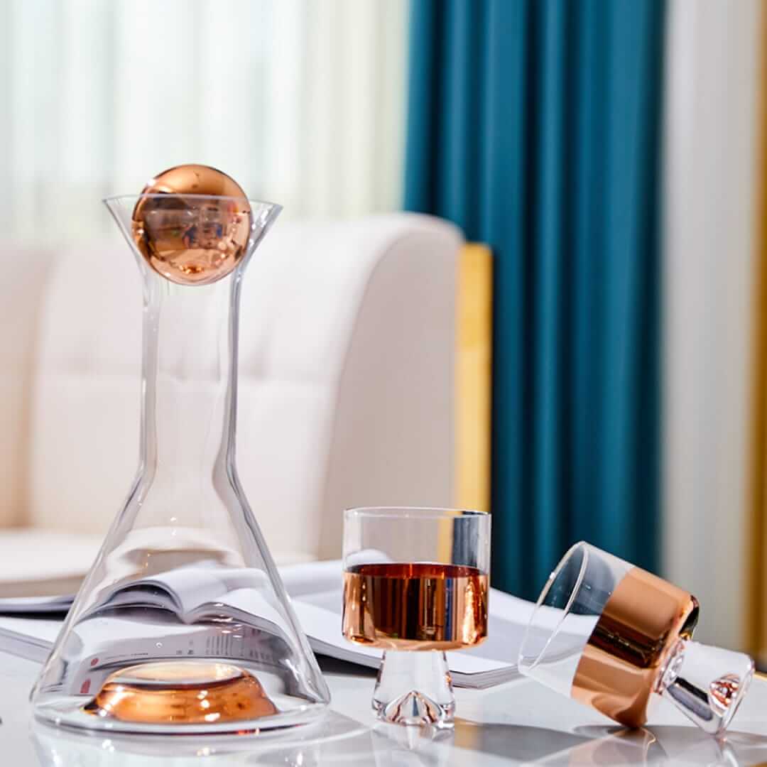 Rose Gold Decanter 1000 ml with 2 Glasses 300ml Set melbify