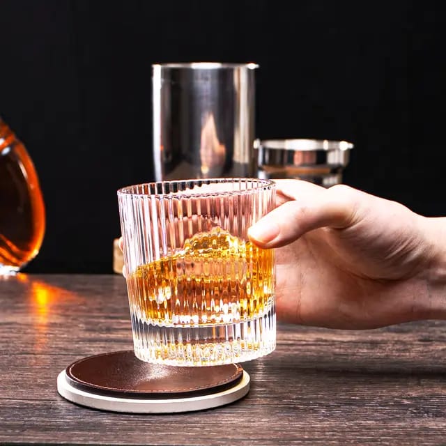 Melbify Ribbed Whiskey Glasses Gift Set | 310 ML | 4 PC | Ultra-Premium | Imported | Luxurious | Ideal for Wedding Gifts, Anniversary, VIP and Corporate Gifts