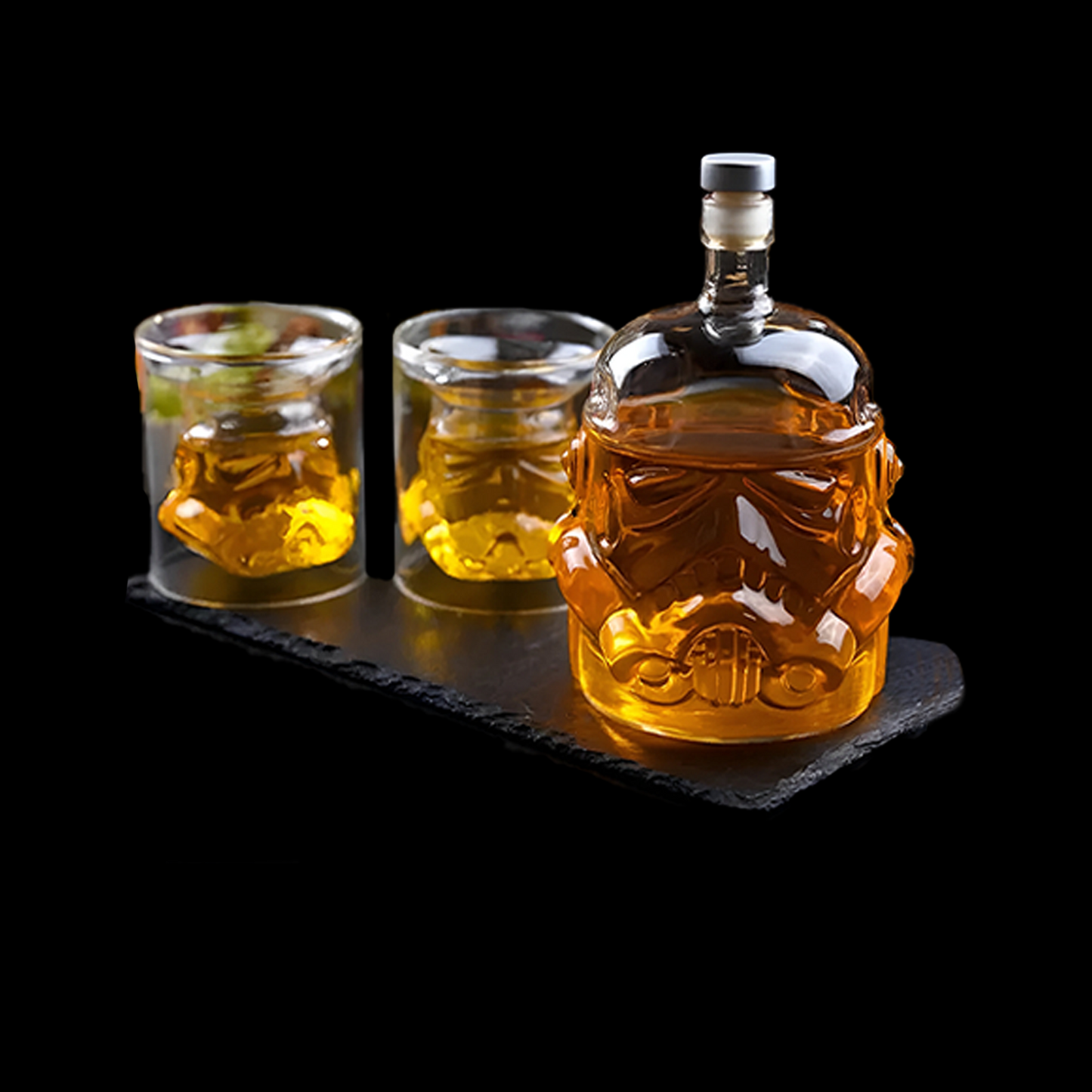 Brucelle Whiskey Decanter (750 ml) Set with 2 Glasses(150 ml)| Double Walled Borosilicate Glass | Perfect for Serving Whiskey,Wine, Scotch, Bourbon, Vodka, Liquor