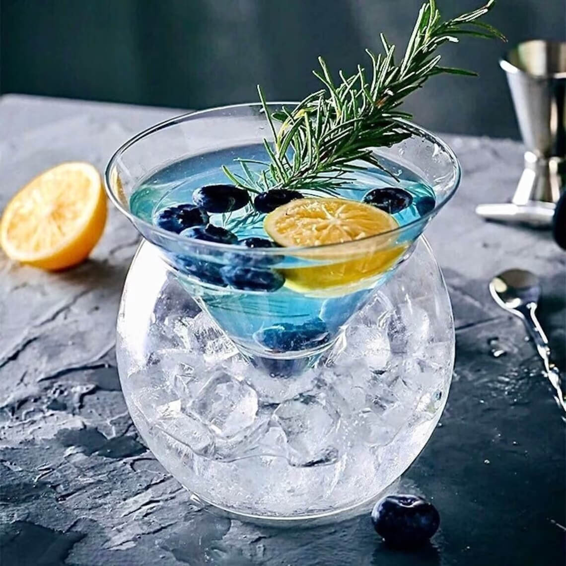 Chiller Ice Bowl Cocktail Martini Glass 300ml melbify