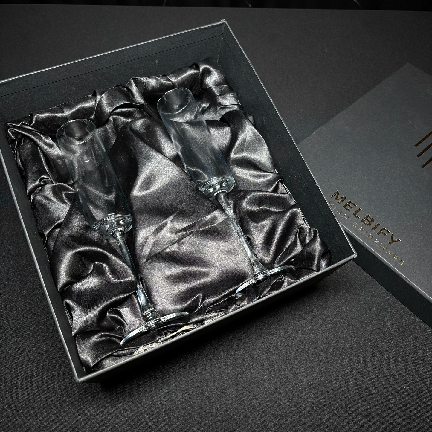 Melbify Cylinder Champagne Flute Glasses Gift Set | 160 ML |Set of 2 |Elegant Gift Box| Ultra-Premium Wine Glass |Luxury|Fancy|Crystal Glass|Limited Edition|Perfect for Red & White Wine & Champagne | Ideal For Wedding Couple Anniversary Gift