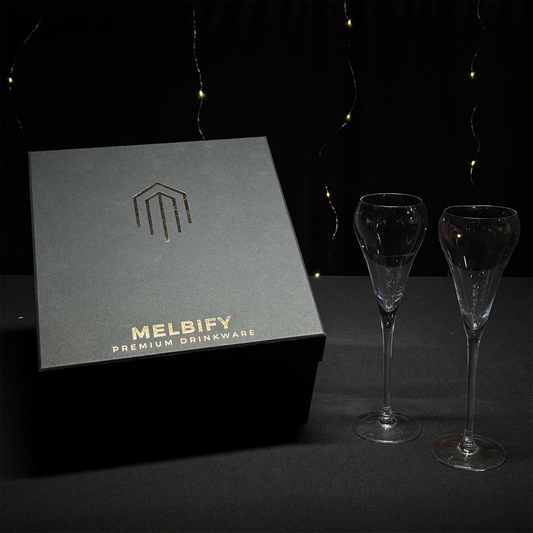 Melbify Diamond Wine Glasses Gift Set |200 ML | Set of 2 | Elegant Gift Box | Champagne Glass|Ultra Premium|Limited Edition|Perfect for Red White Wine & Champagne|Ideal For Wedding Couple Anniversary Gift