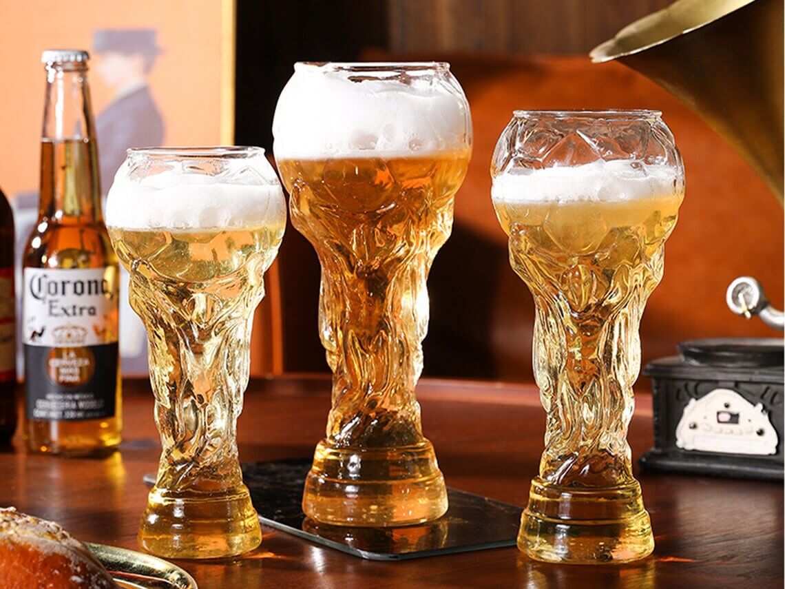 Football Trophy Beer Mug,Set of 2 ,450 ML melbify