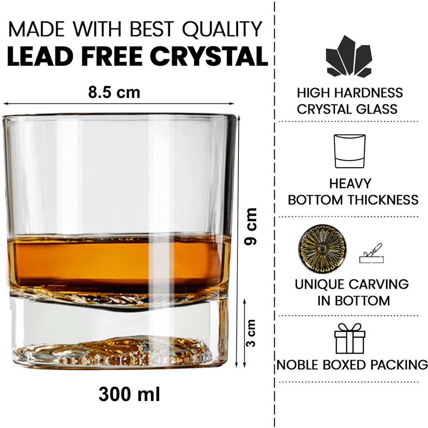 Melbify Italian Petal Whiskey Glasses | Artistic | Elegant | Premium | Royal | Luxurious Designer Whiskey Glasses | High end Expensive Whiskey Glasses with Gold Plated Bottom | 300 ml