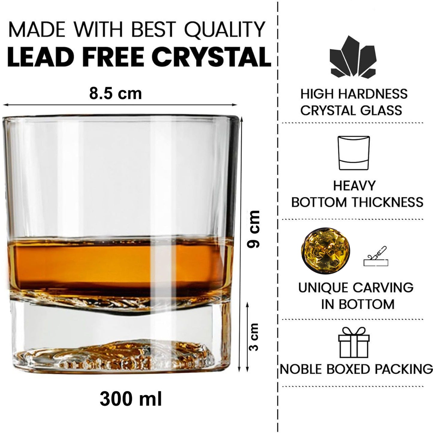 Melbify Italian Opera Whiskey Glasses |300 ml | Artistic | Designer Whiskey Glasses | Elegant | Premium| Royal | Luxurious | High end Expensive Whiskey Glasses with Gold Plated Bottom