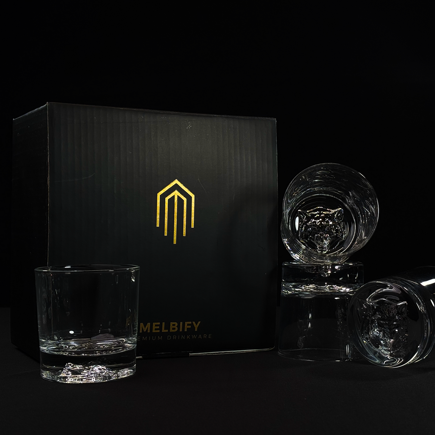 Plain Wolf Glass Gift Box - Set of 4