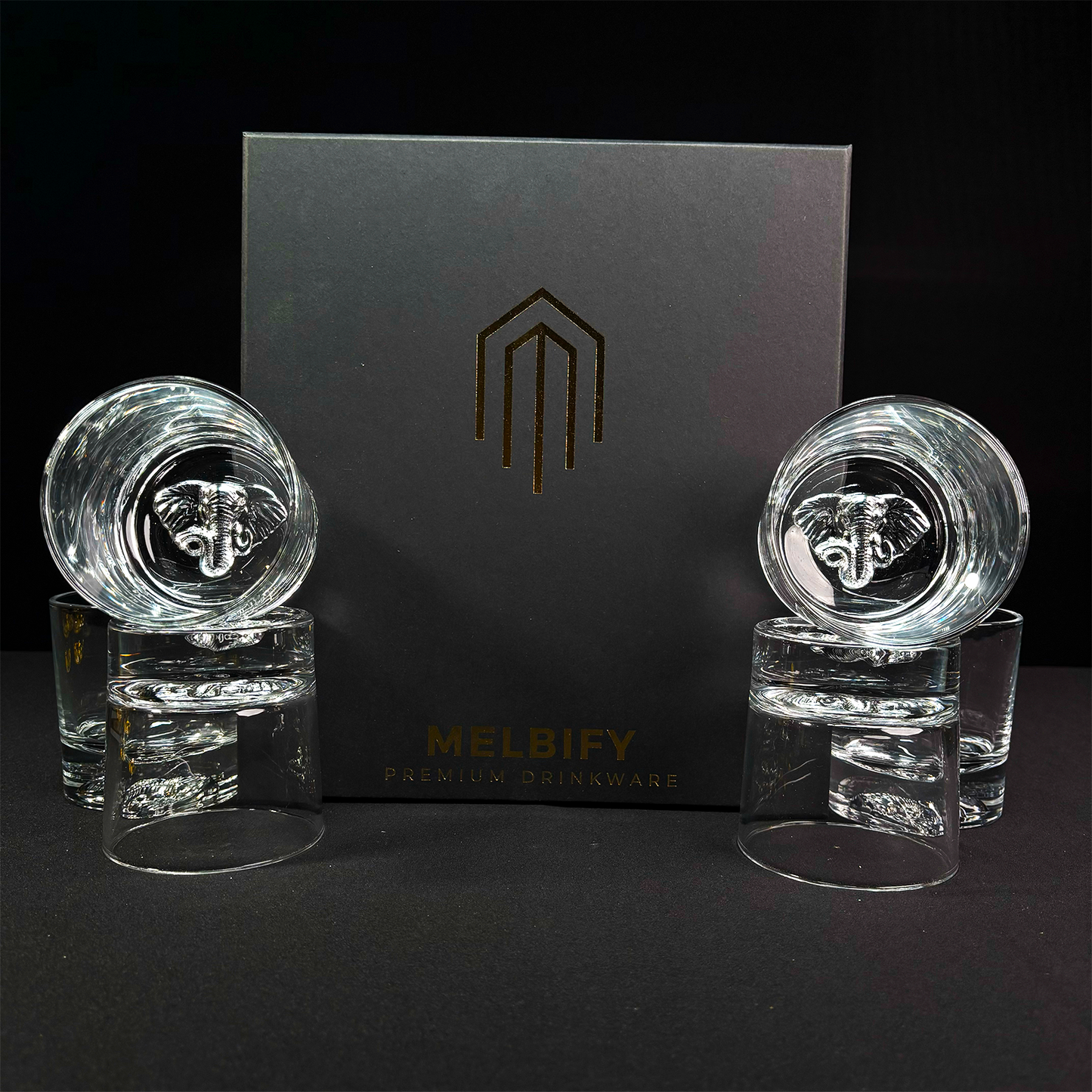 Plain Elephant Glass Gift Box - Set of 6