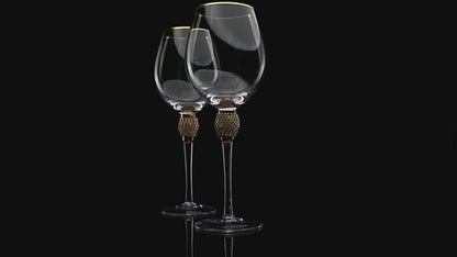Gold Stem Wine Glasses Set of 2,500 ML