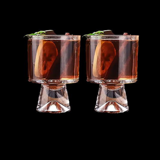 Melbify Raised Base Whiskey Glasses | 250ml | Artistic, Designer, Elegant | Large, Heavy, Premium Crystal Whiskey Glasses for Men| Serves Whiskey, Vodka, Cocktails