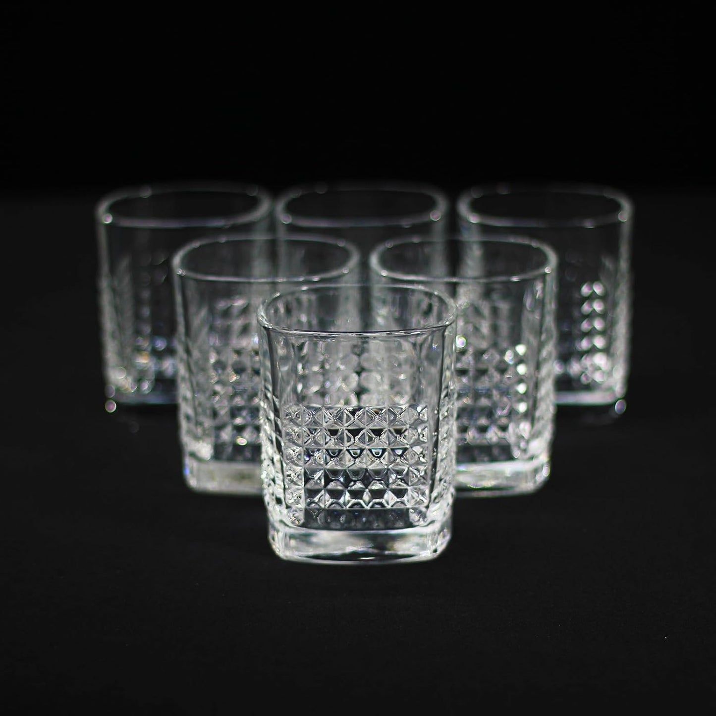 Melbify Square Shaped Dotted Whiskey Glass | 300 ml | Heavy | Unique Shape | Imported | Crystal Clear | European Design | Premium | Ideal for Serving Whiskey, Rum, Vodka and Gin