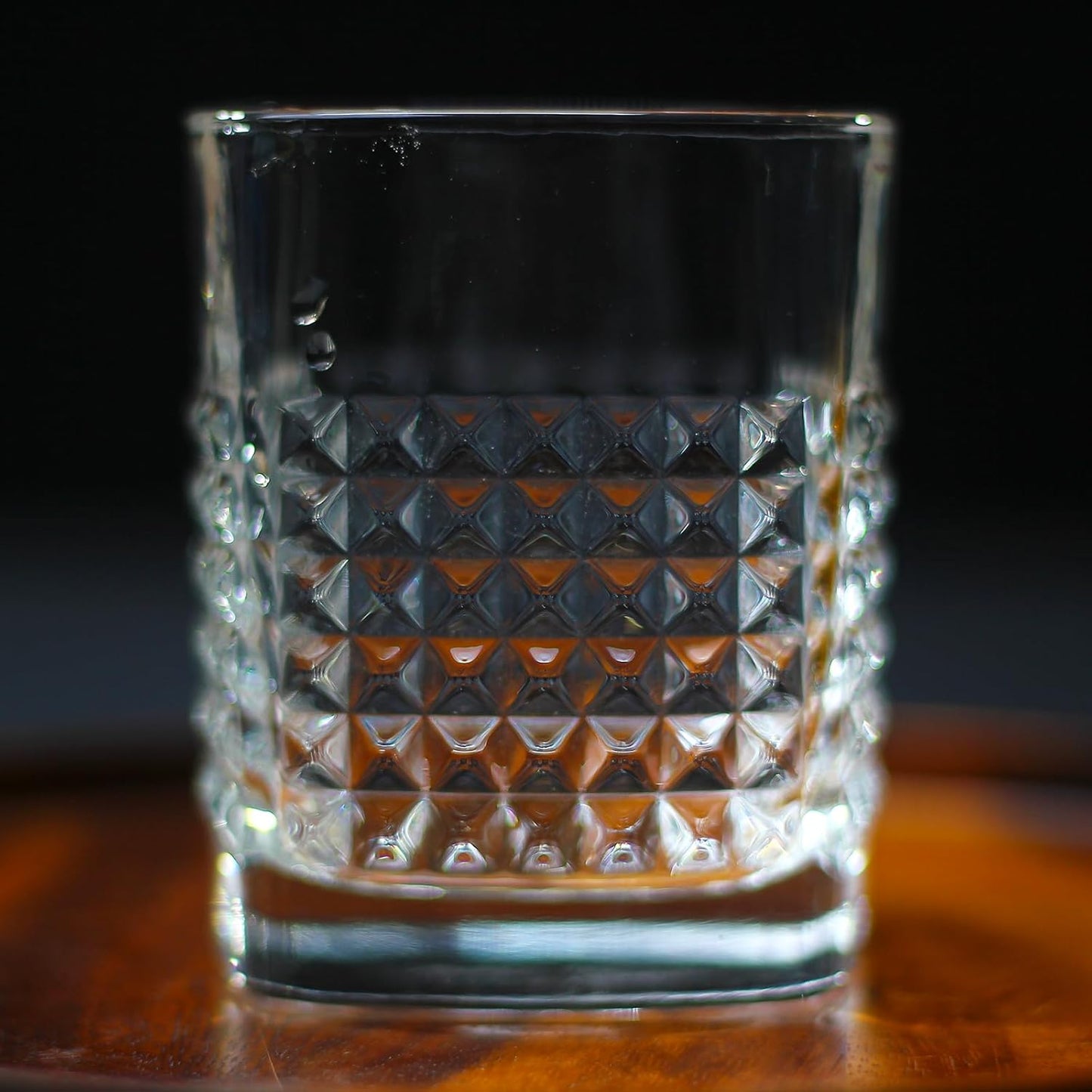 Melbify Square Shaped Dotted Whiskey Glass | 300 ml | Heavy | Unique Shape | Imported | Crystal Clear | European Design | Premium | Ideal for Serving Whiskey, Rum, Vodka and Gin