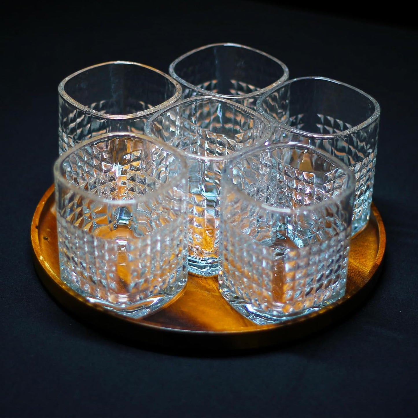 Melbify Square Shaped Dotted Whiskey Glass | 300 ml | Heavy | Unique Shape | Imported | Crystal Clear | European Design | Premium | Ideal for Serving Whiskey, Rum, Vodka and Gin