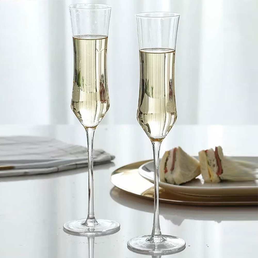 Melbify Tube Wine Glasses | 160 ml | Wide Mouth Luxury Wine Glass | Fancy| Imported | Crystal Wine Glasses Gift Set | Designer | Unique Wine Glasses