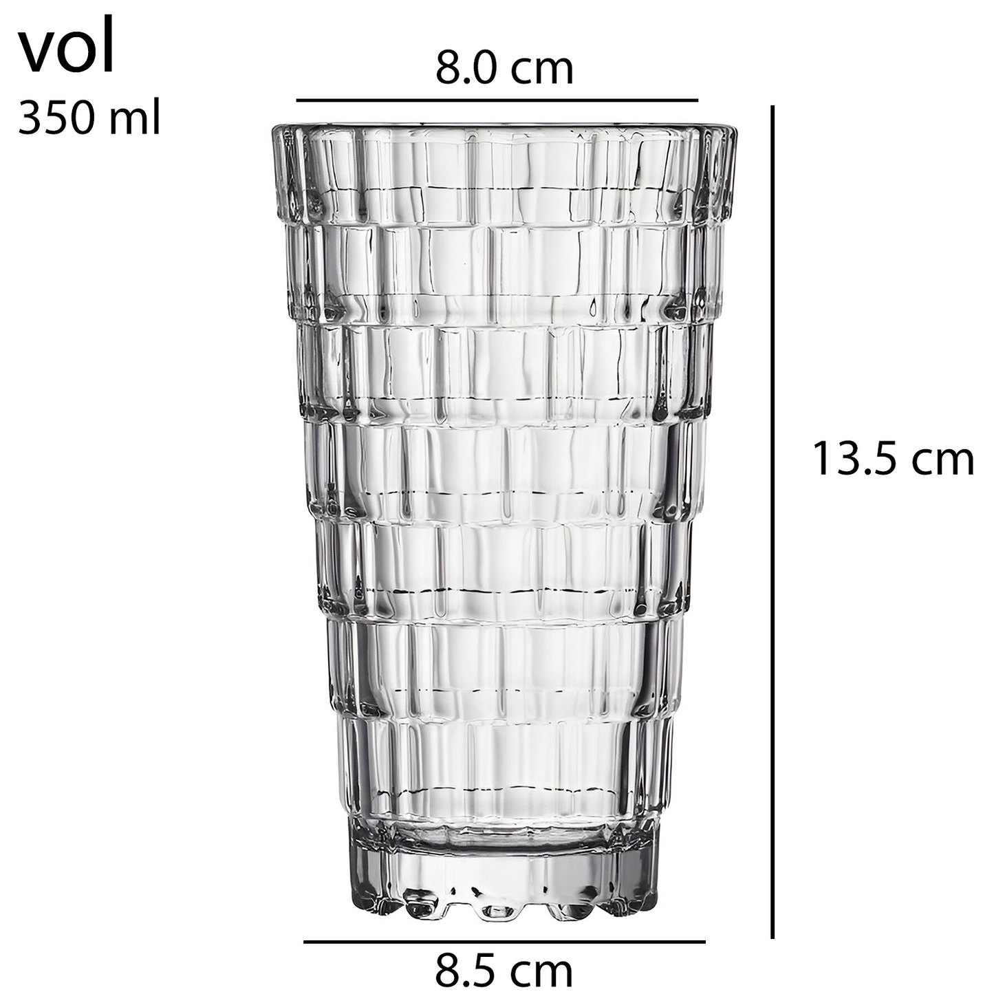 Melbify Step Mojito Glasses | Volume=350ML | Crystal Luxury Stack Highball Tumbler Glasses | Cocktail Glasses | Perfect for Mojitos, Cocktails, Juice,Water, Icetea & Mixed Drinks