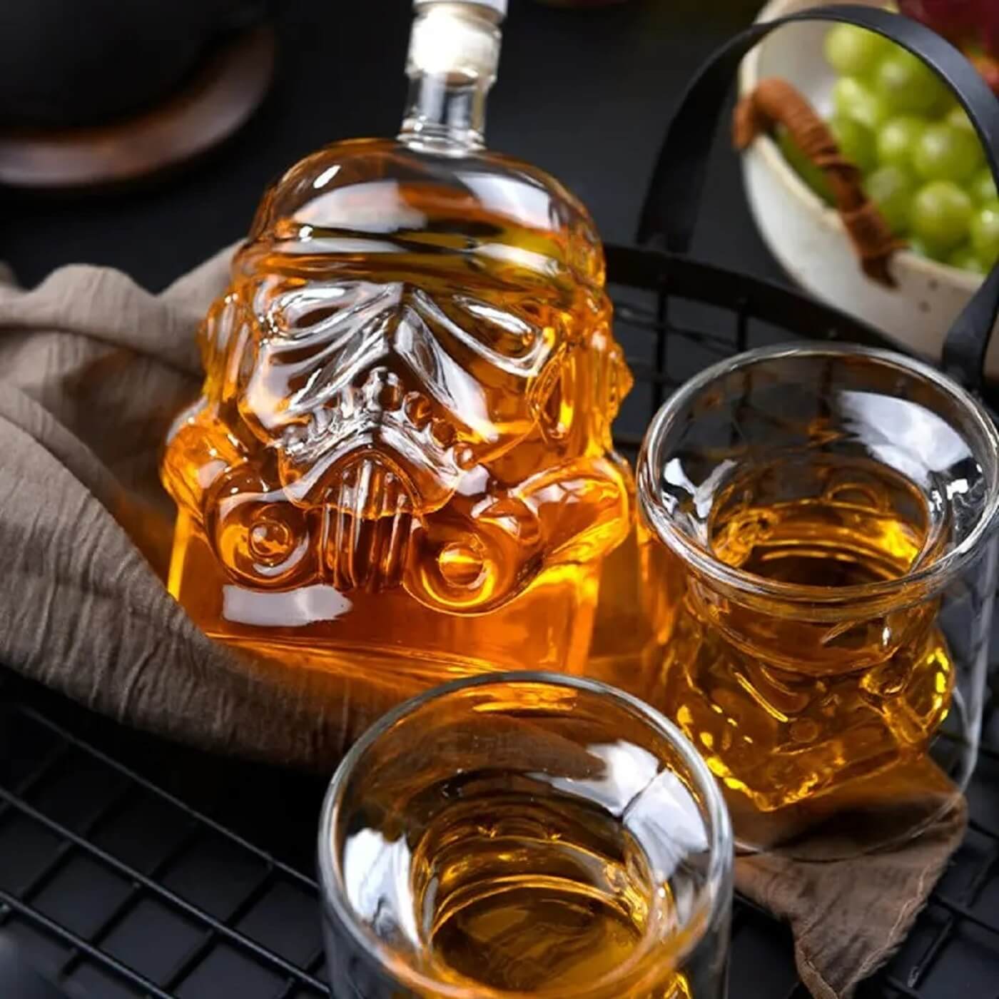 Brucelle Whiskey Decanter (750 ml) Set with 2 Glasses(150 ml)| Double Walled Borosilicate Glass | Perfect for Serving Whiskey,Wine, Scotch, Bourbon, Vodka, Liquor